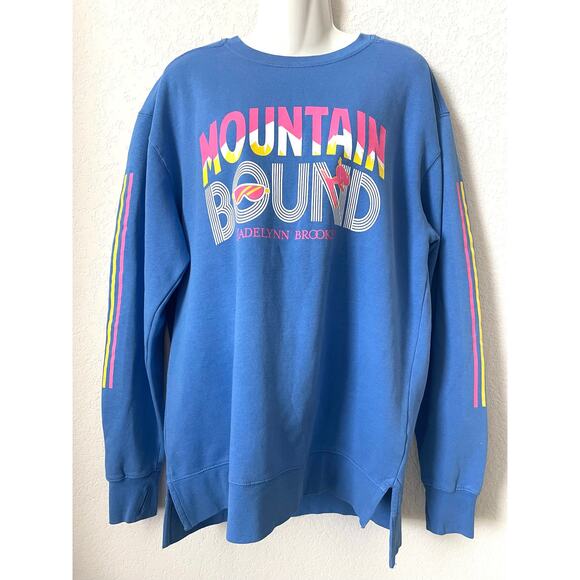 Jadelynn Brooke Women's Blue Neon Mountain Bound Ski Sweatshirt NWT Size Medium - Picture 1 of 7